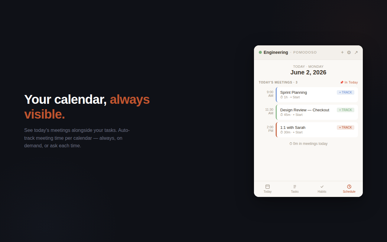 Your calendar, always visible